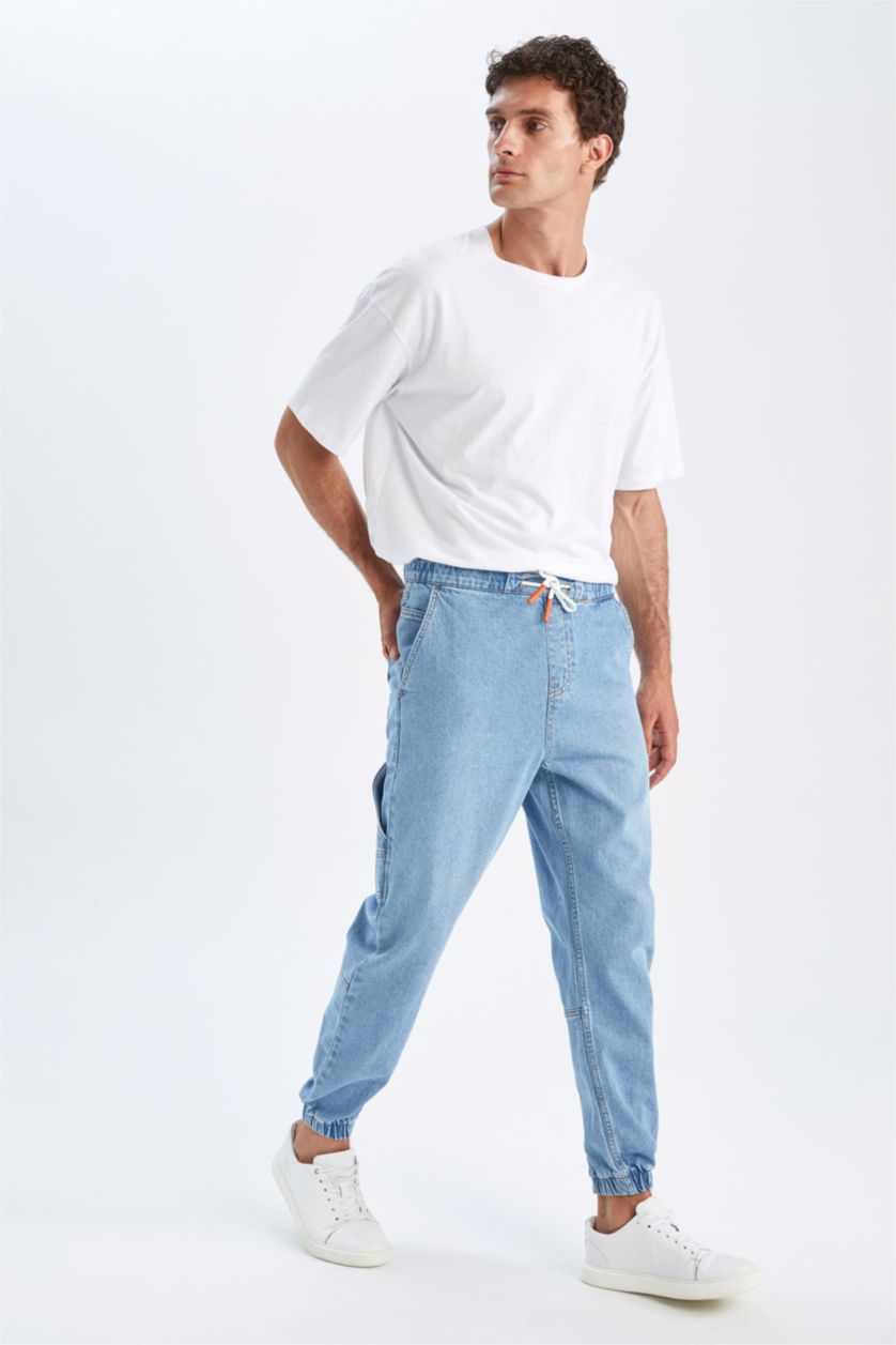 Man Light Blue jogger Trousers