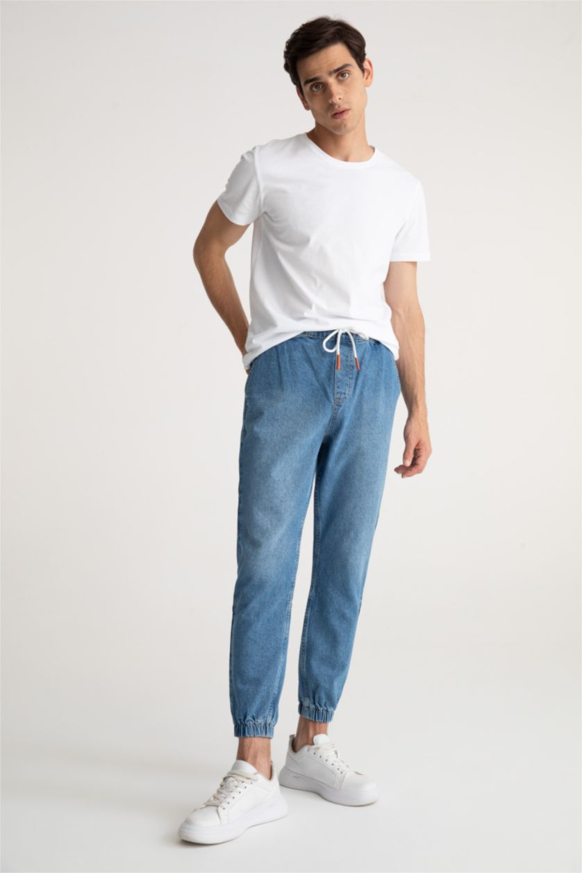 Мужчины Голубрй Джинсы джоггеры