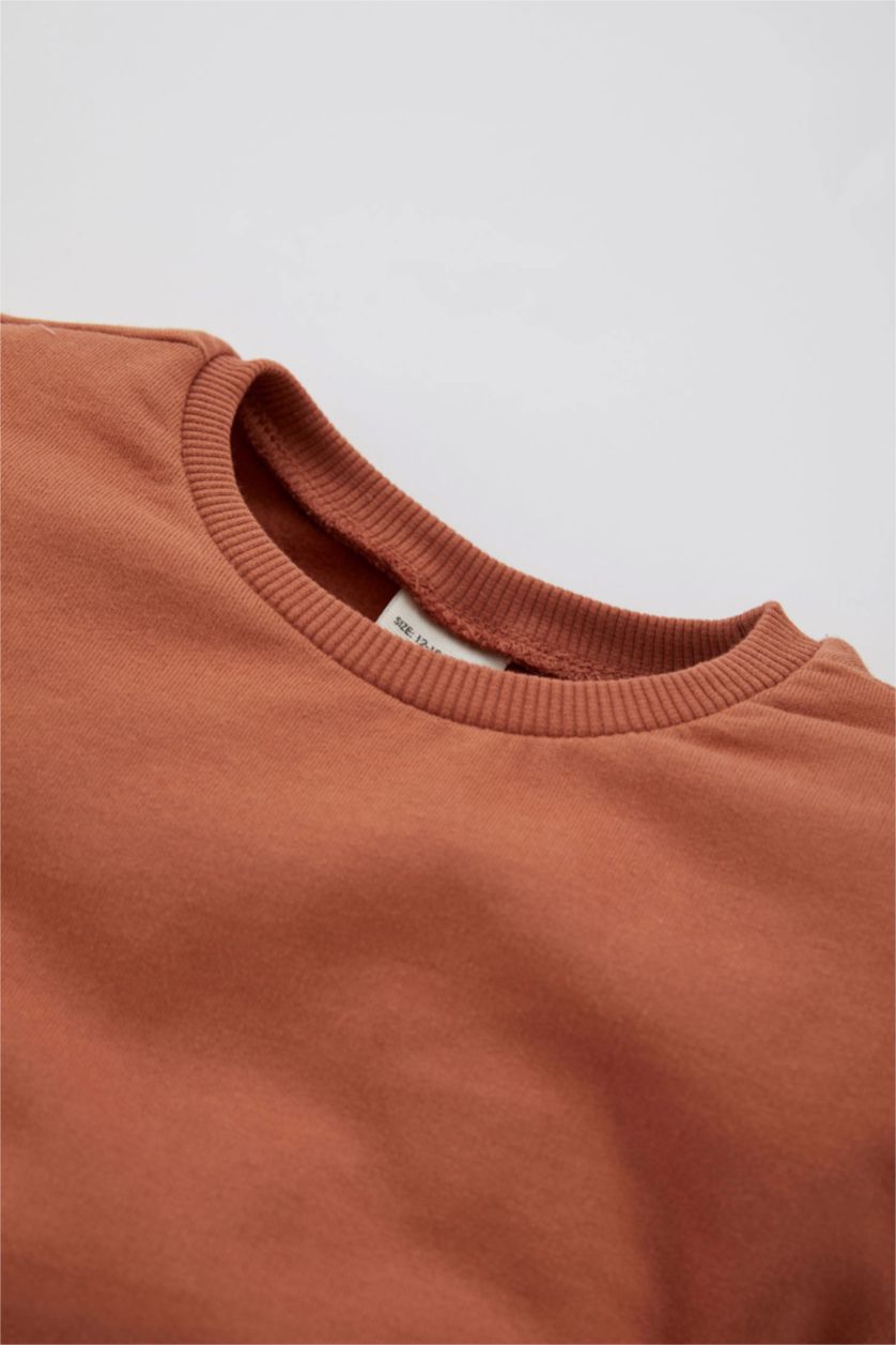 BÉBÉ GARÇON Orange Foncé Ensemble En Tricot Tissu Sweat Fin Col Ras Du Cou Bloc De Couleur Manche Longue 2 BéBé Garçon