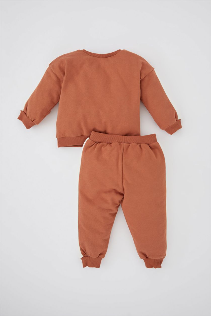BÉBÉ GARÇON Orange Foncé Ensemble En Tricot Tissu Sweat Fin Col Ras Du Cou Bloc De Couleur Manche Longue 2 BéBé Garçon