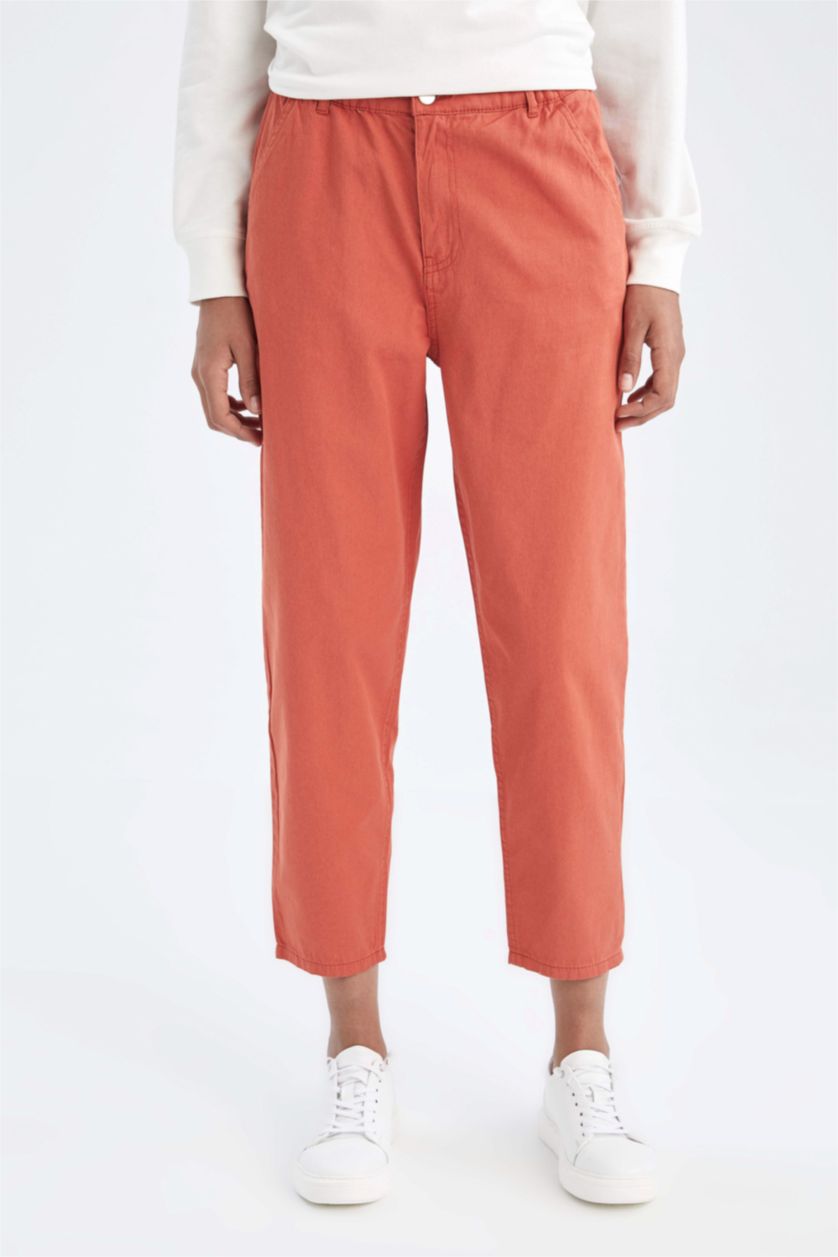 FEMME Bordeaux Pantalon carotte en coton coupe carotte