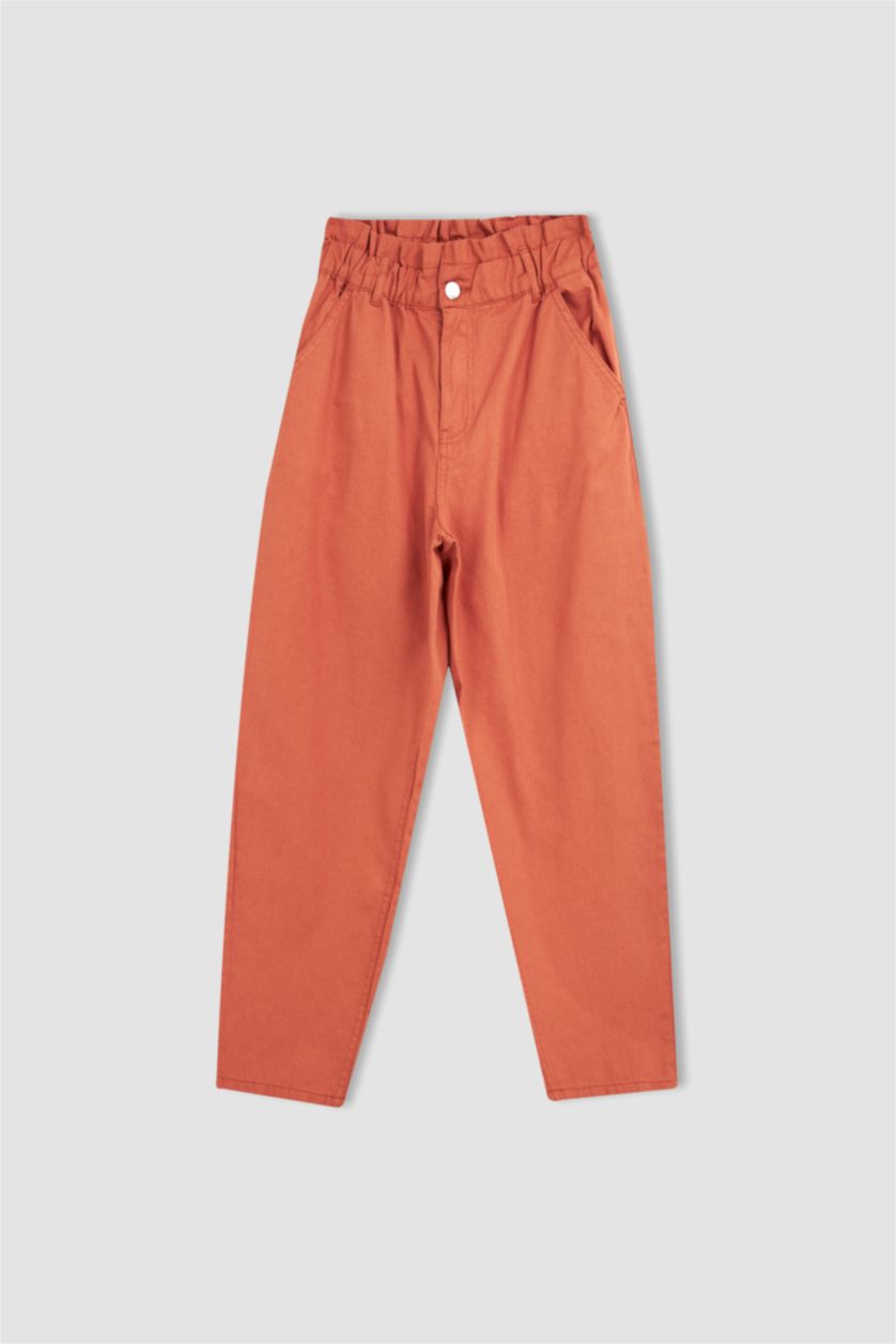 FEMME Bordeaux Pantalon carotte en coton coupe carotte