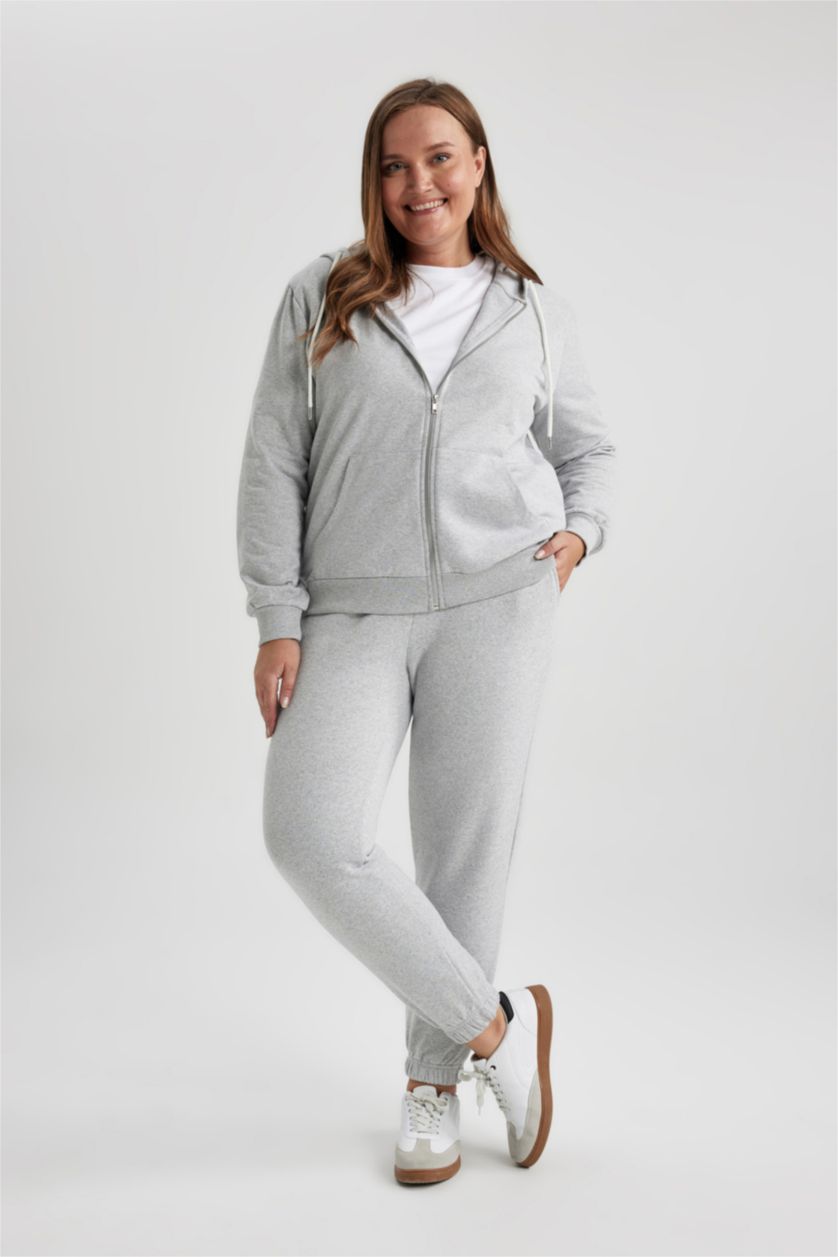 WOMAN Grey Melange Regular Fit Thin Sweatshirt Fabric Cardigan