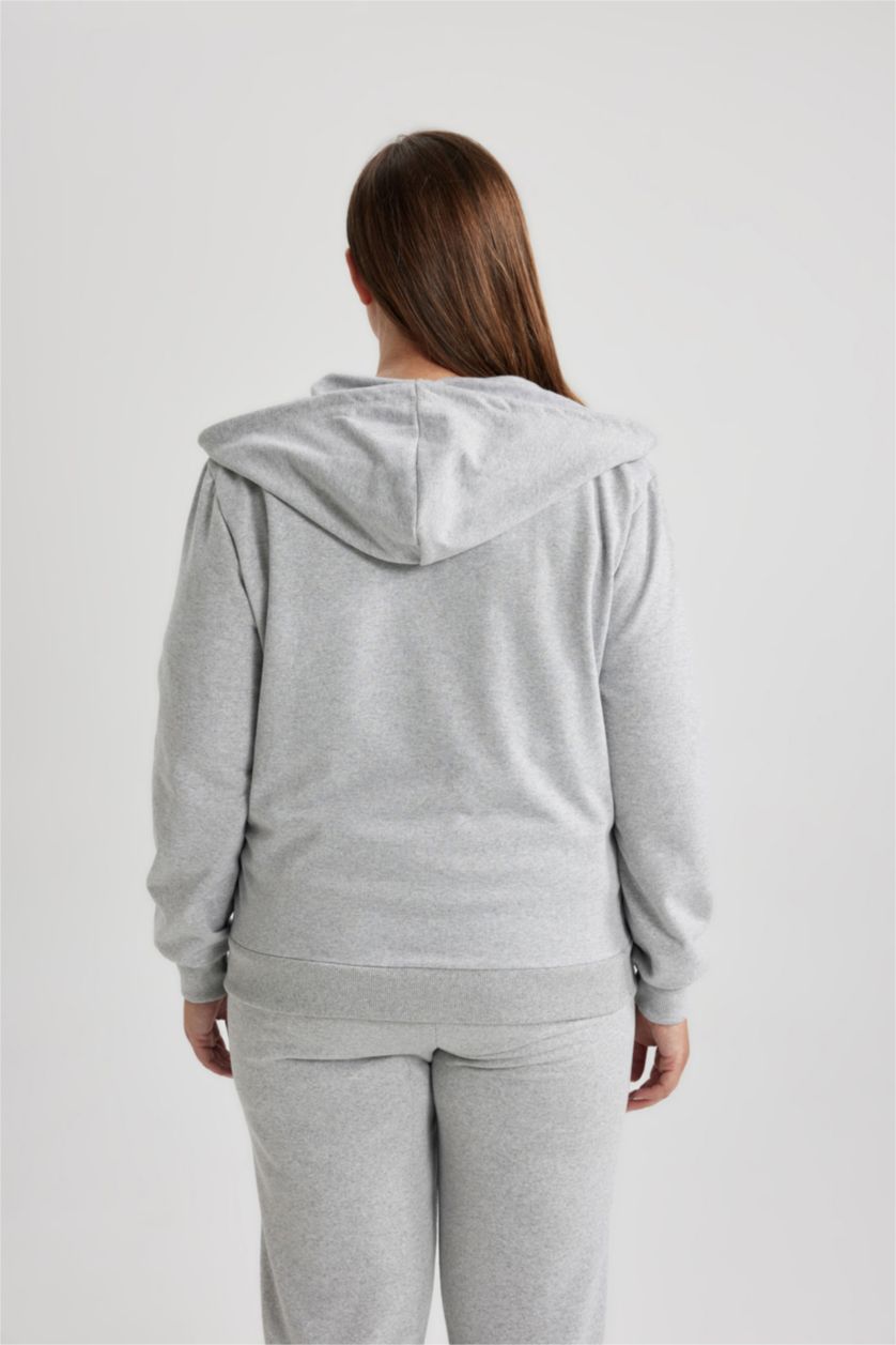 WOMAN Grey Melange Regular Fit Thin Sweatshirt Fabric Cardigan