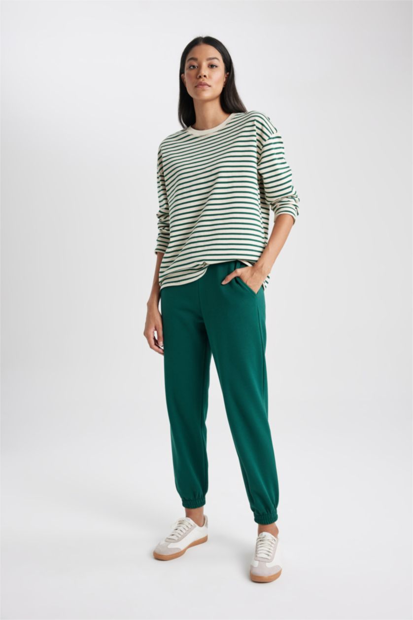 حريمي أخضر غامق Regular Fit Long Sleeve T-Shirt