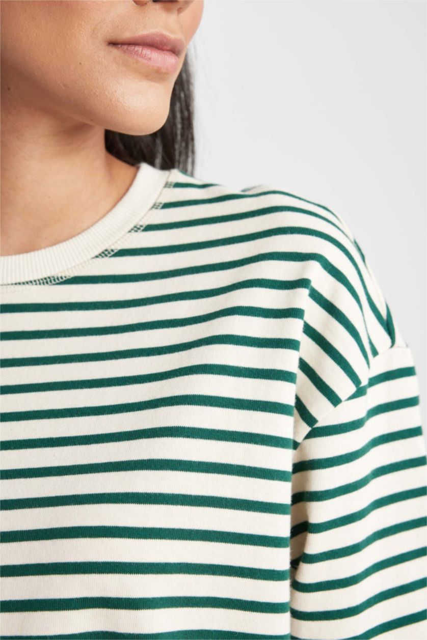 حريمي أخضر غامق Regular Fit Long Sleeve T-Shirt
