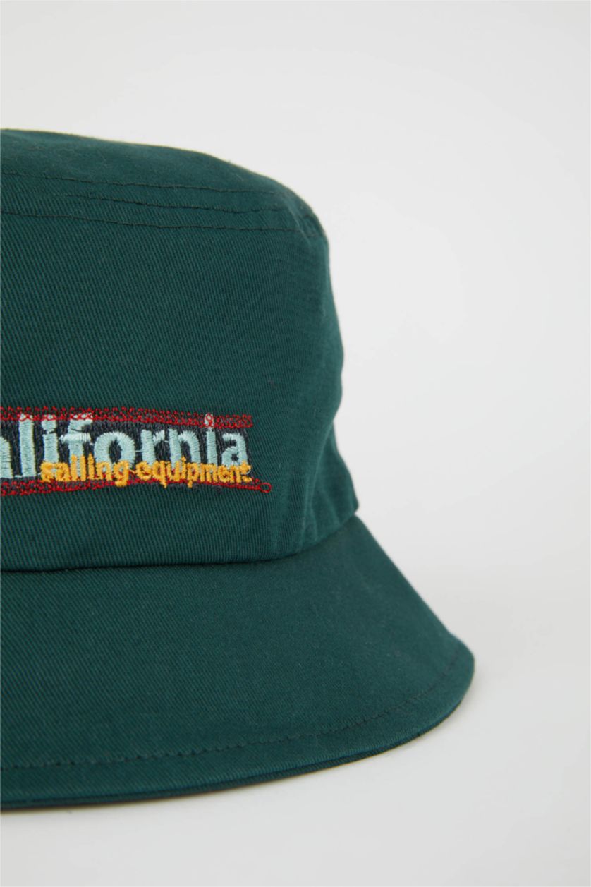 Erkek Yeşil Erkek Pamuklu Bucket Şapka