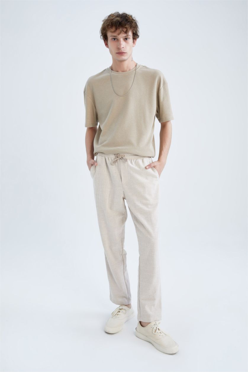 MAN Beige Regular Fit Regular Hem Trousers