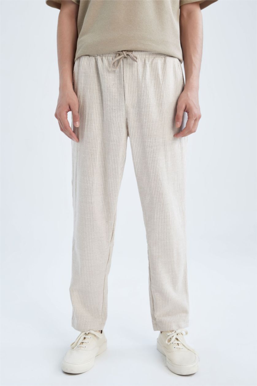MAN Beige Regular Fit Regular Hem Trousers
