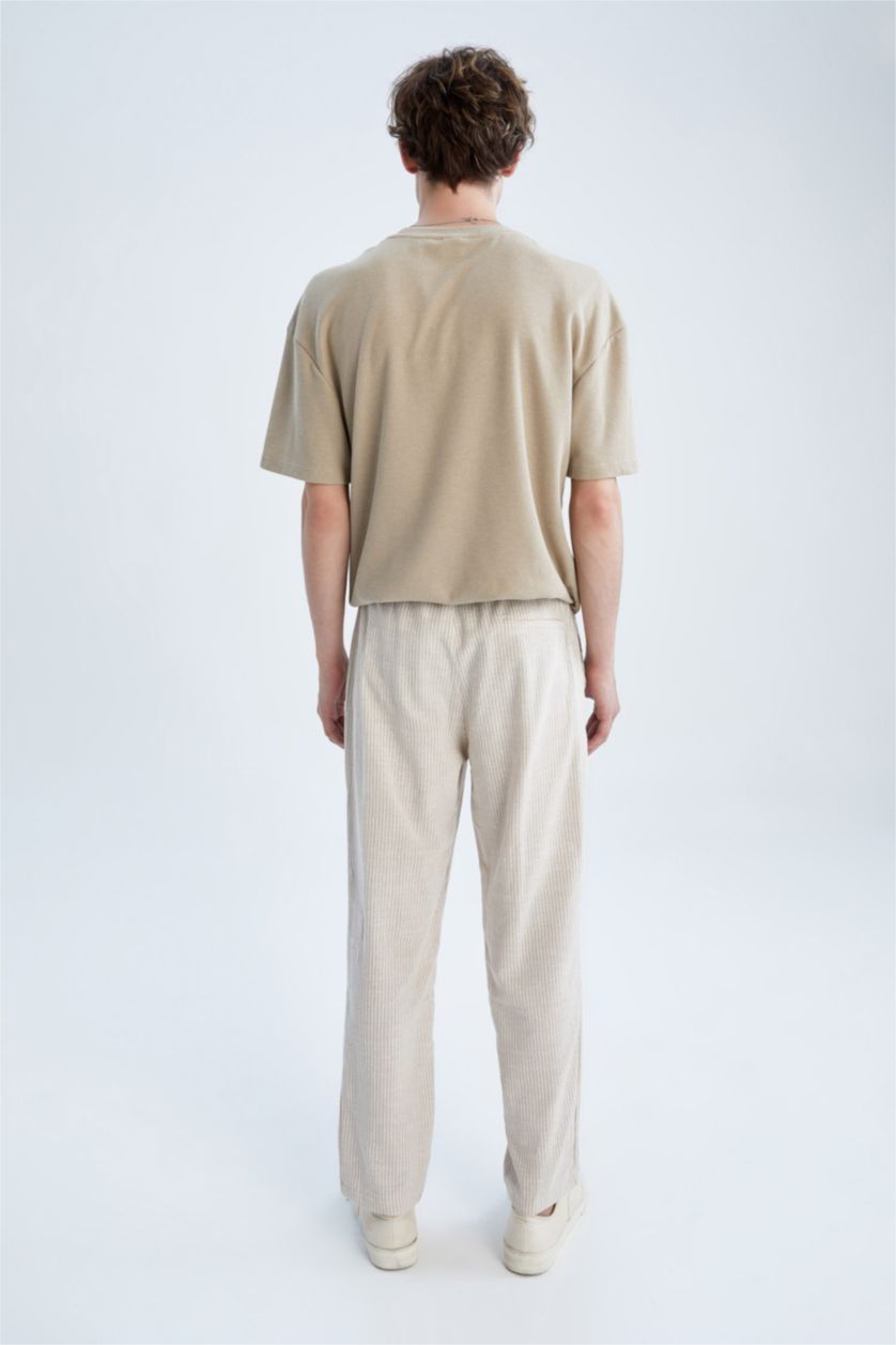 MAN Beige Regular Fit Regular Hem Trousers