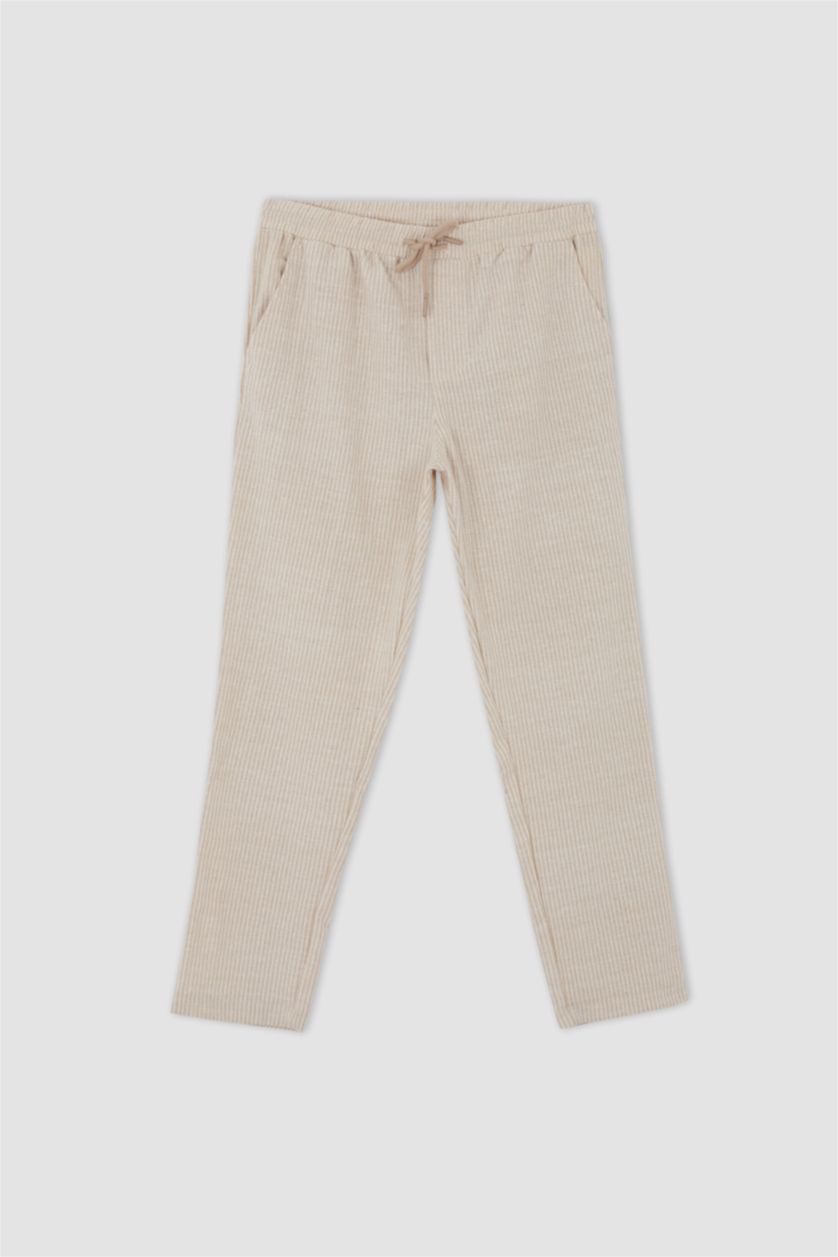 MAN Beige Regular Fit Regular Hem Trousers