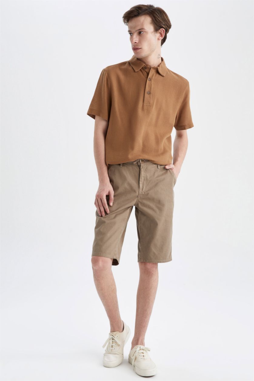 MAN Yellow Regular Fit Polo Collar Short Sleeve Shirt