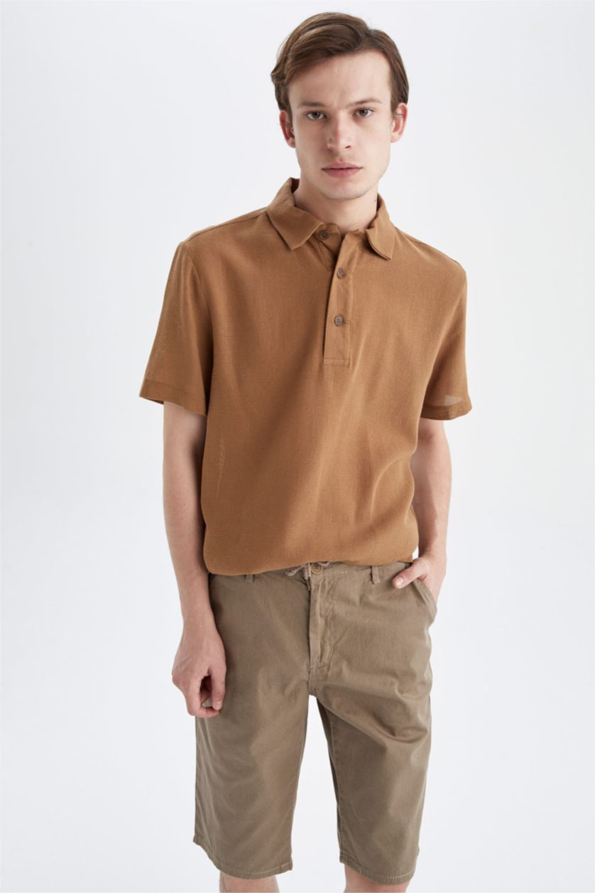 MAN Yellow Regular Fit Polo Collar Short Sleeve Shirt