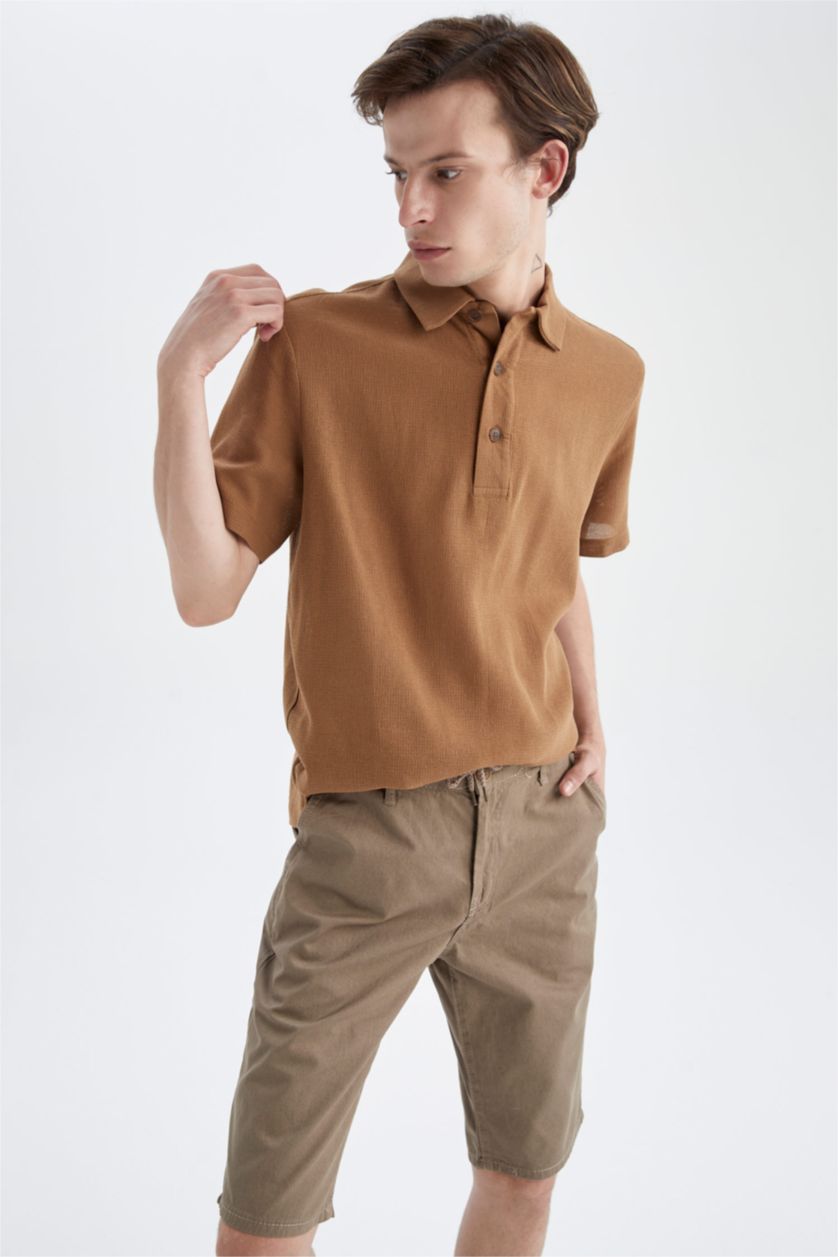 MAN Yellow Regular Fit Polo Collar Short Sleeve Shirt
