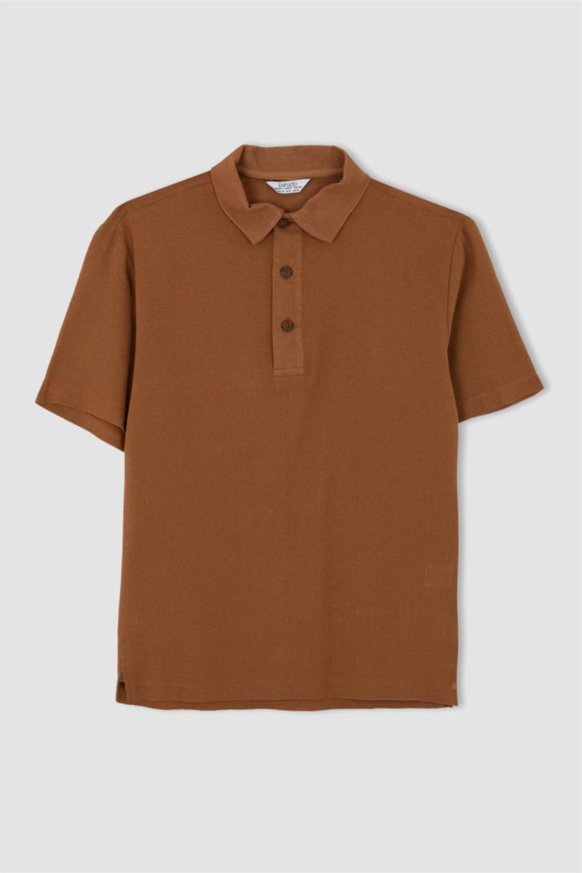 MAN Yellow Regular Fit Polo Collar Short Sleeve Shirt