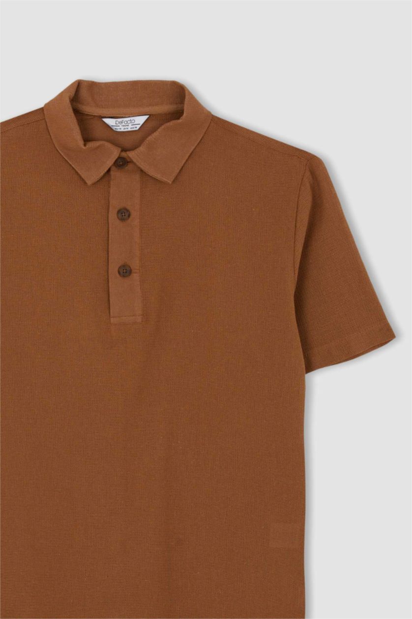 MAN Yellow Regular Fit Polo Collar Short Sleeve Shirt