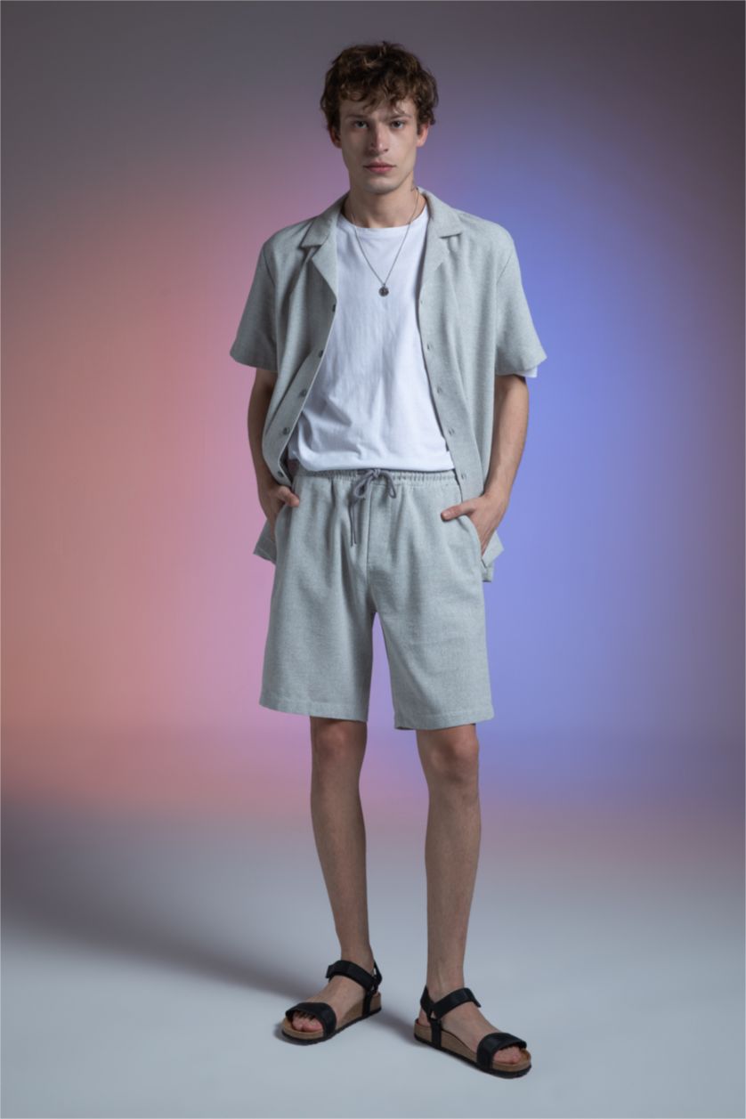 HOMME Gris Clair Pantacourt Coupe Régulière Ourlet régulier