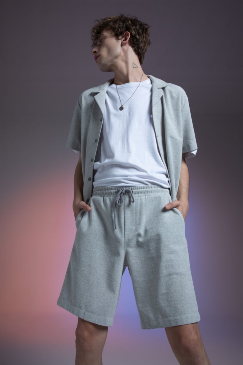 HOMME Gris Clair Pantacourt Coupe Régulière Ourlet régulier