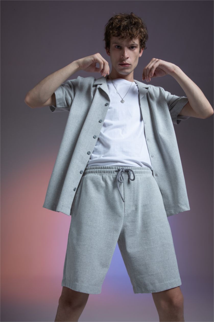 HOMME Gris Clair Pantacourt Coupe Régulière Ourlet régulier