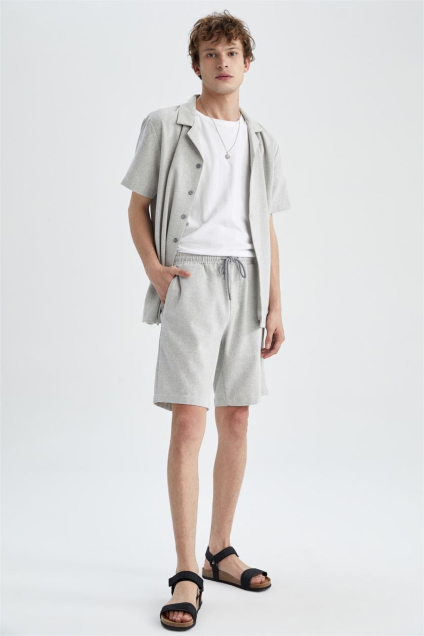 HOMME Gris Clair Pantacourt Coupe Régulière Ourlet régulier