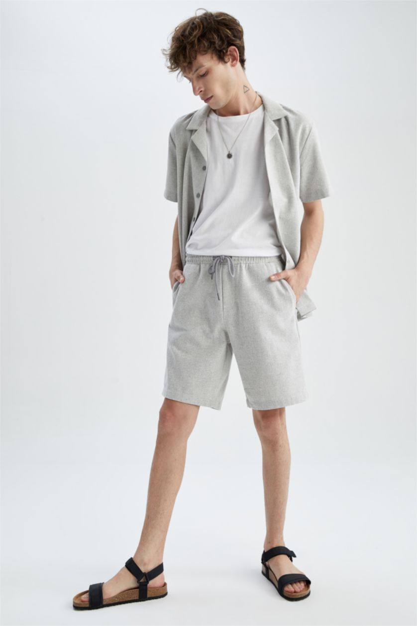 HOMME Gris Clair Pantacourt Coupe Régulière Ourlet régulier