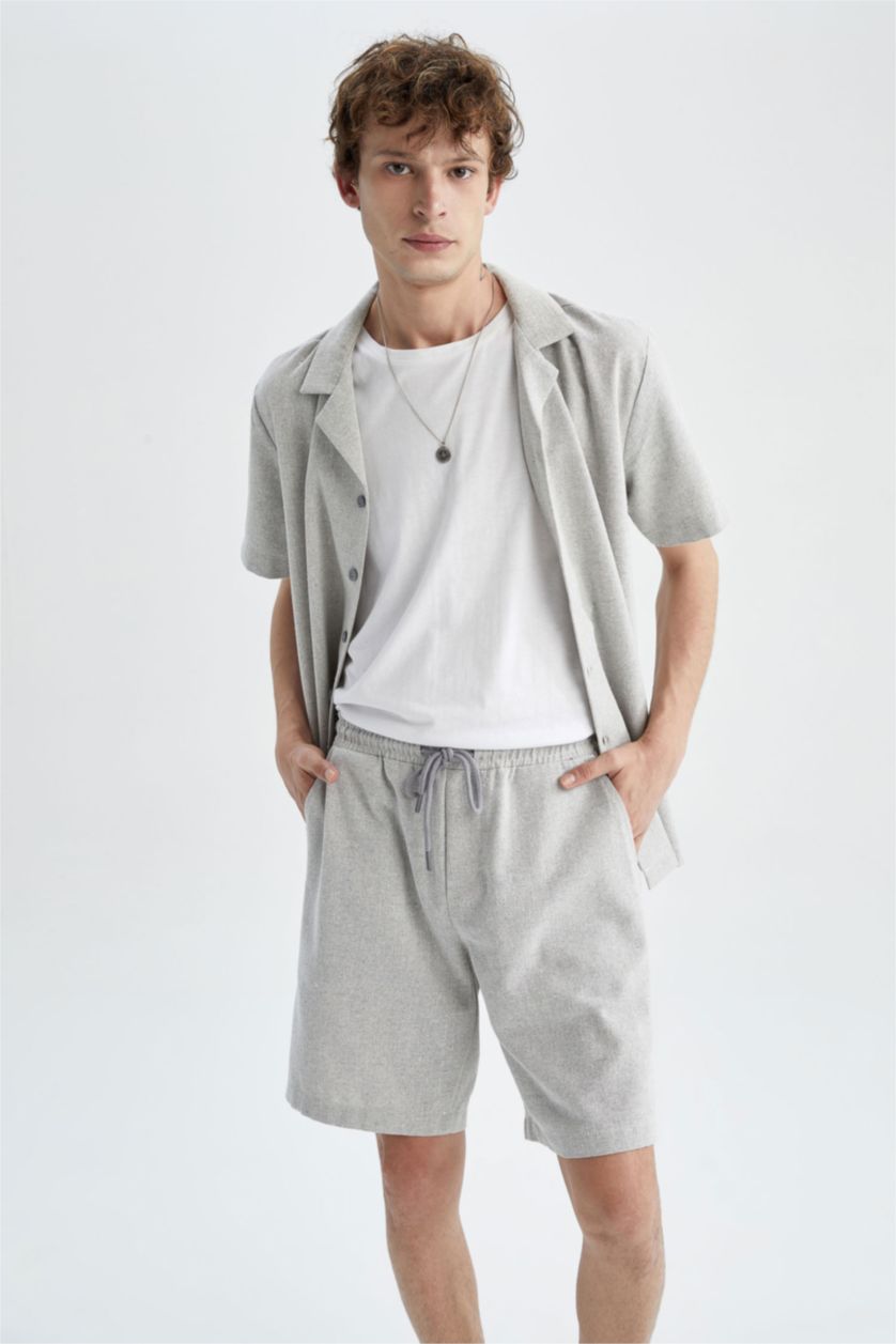 HOMME Gris Clair Pantacourt Coupe Régulière Ourlet régulier