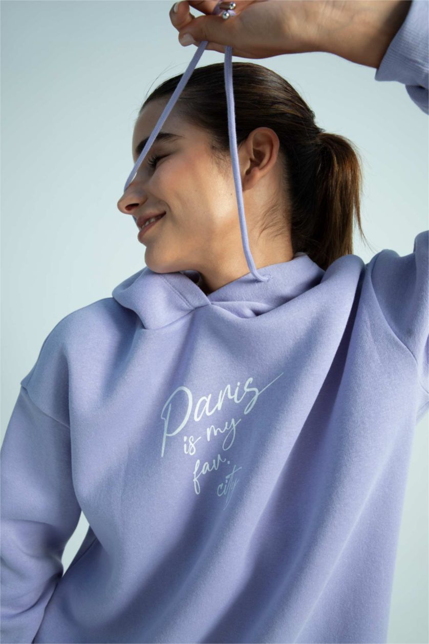 حريمي أرجواني Regular Fit Thick Sweatshirt Fabric Sweatshirt