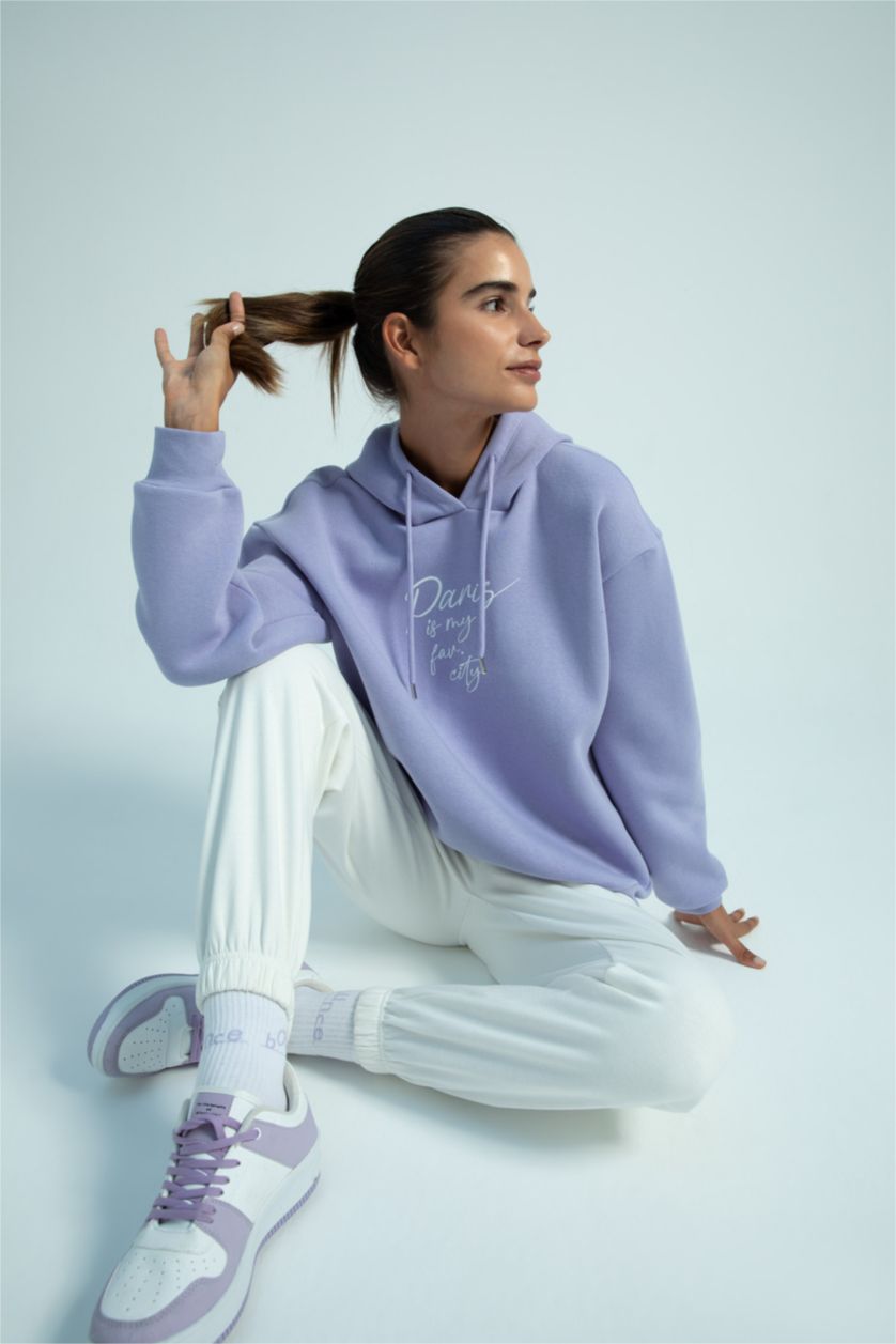 حريمي أرجواني Regular Fit Thick Sweatshirt Fabric Sweatshirt