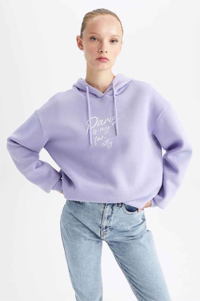 حريمي أرجواني Regular Fit Thick Sweatshirt Fabric Sweatshirt