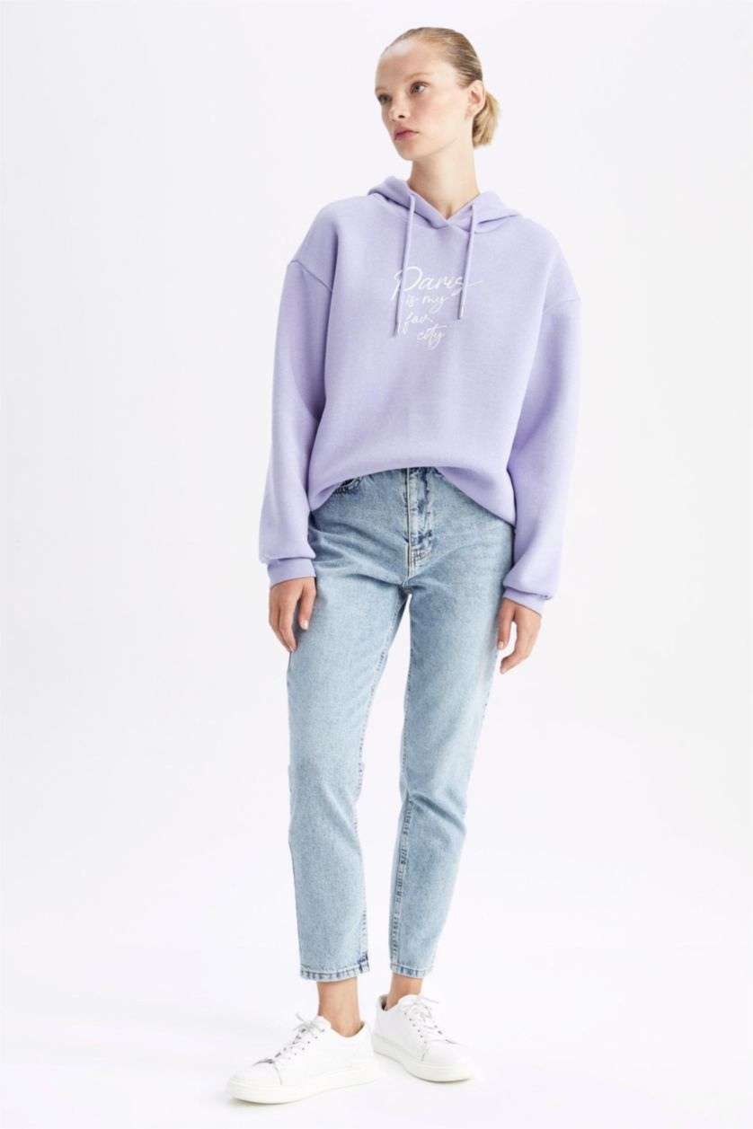 حريمي أرجواني Regular Fit Thick Sweatshirt Fabric Sweatshirt