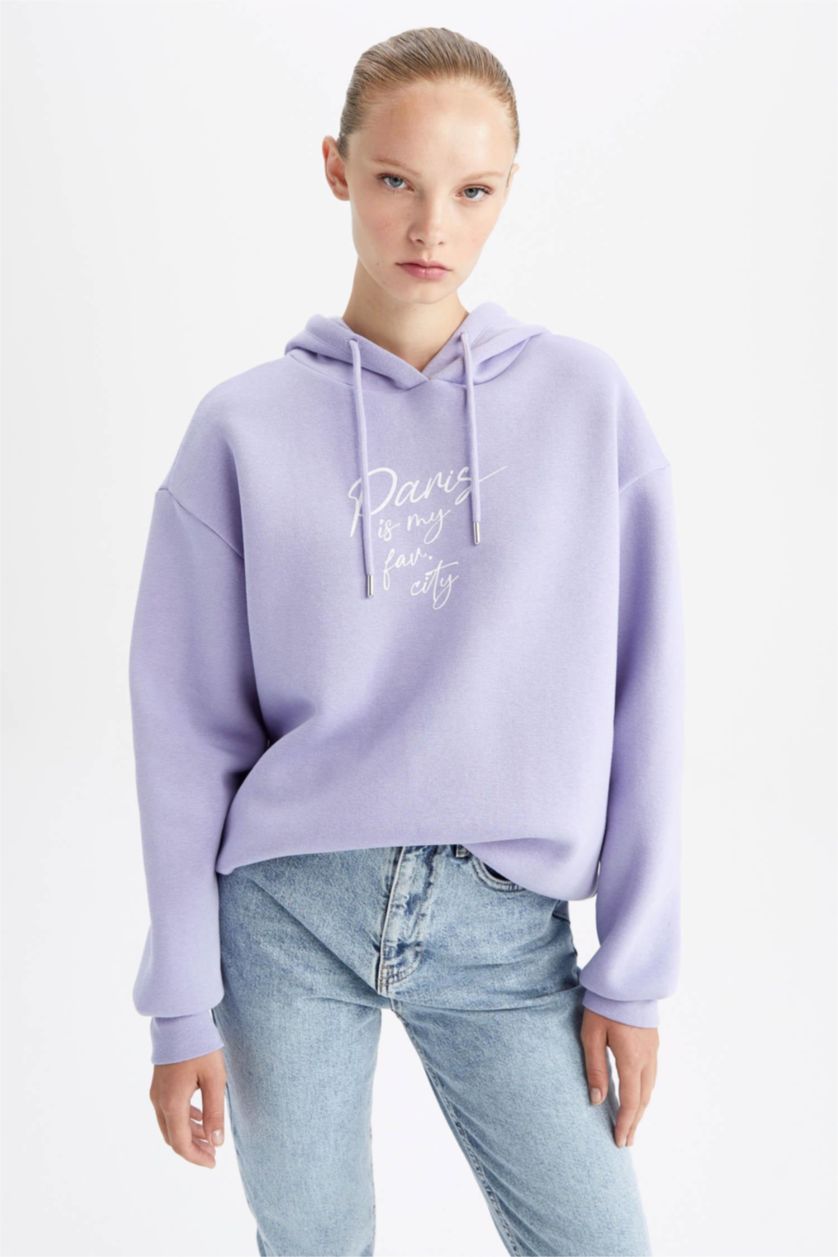 حريمي أرجواني Regular Fit Thick Sweatshirt Fabric Sweatshirt