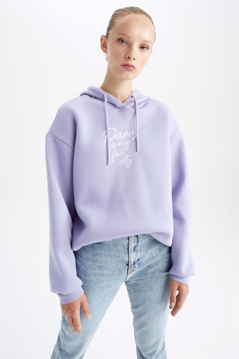 حريمي أرجواني Regular Fit Thick Sweatshirt Fabric Sweatshirt