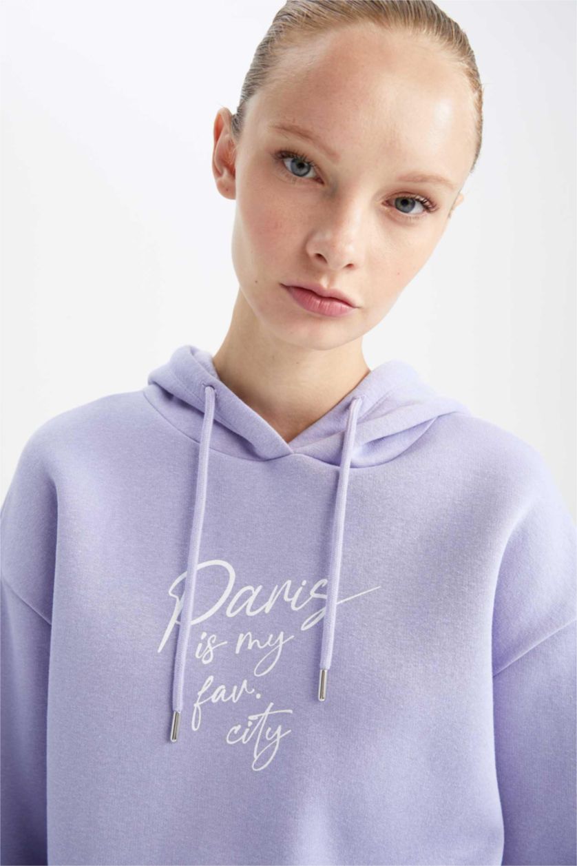 حريمي أرجواني Regular Fit Thick Sweatshirt Fabric Sweatshirt