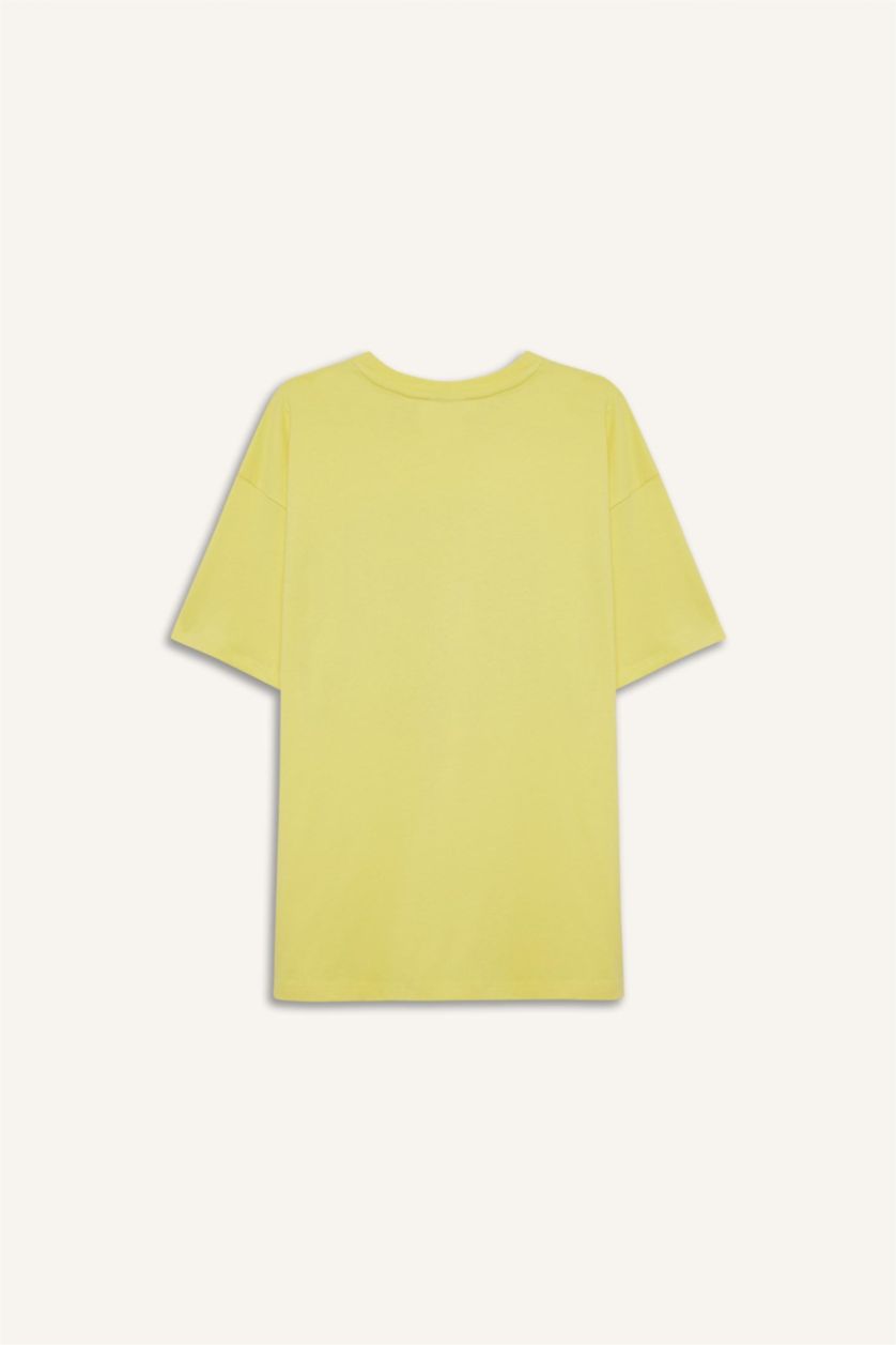 FEMME Jaune Defacto Fit NBA Los Angeles Lakers sous licence Oversize Fit Cycling Yaa T-shirt à manches courtes