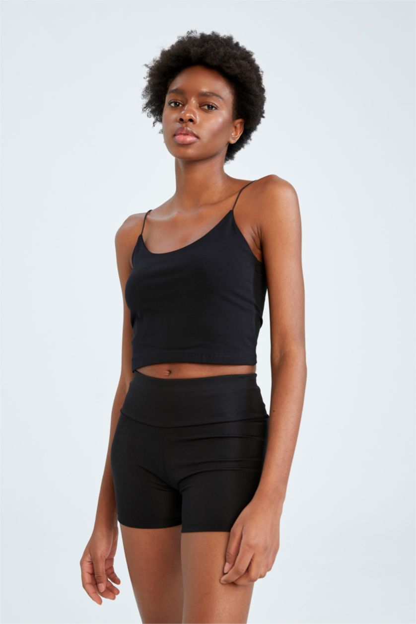 FEMME Noir Leggings Motard Taille couvrante