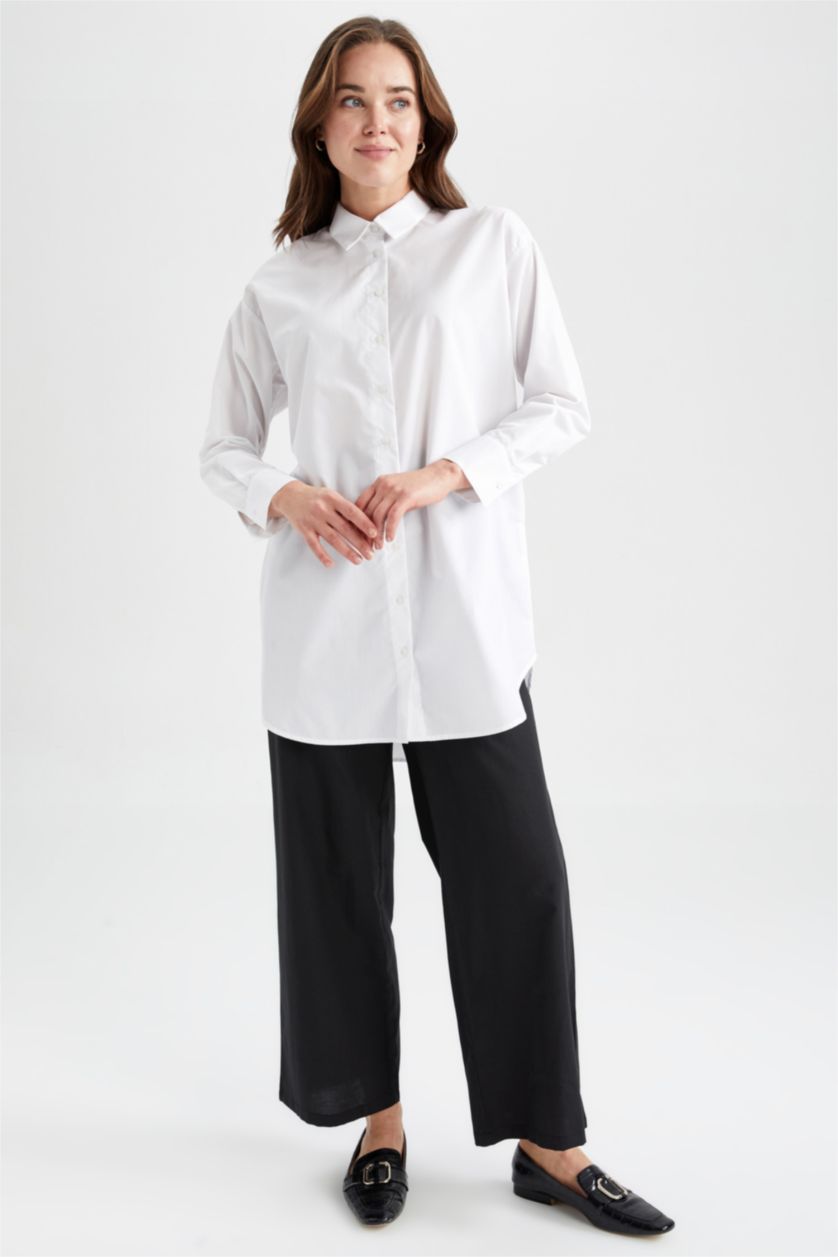 WOMAN Black Regular Fit High Waist Wide Leg Trousers