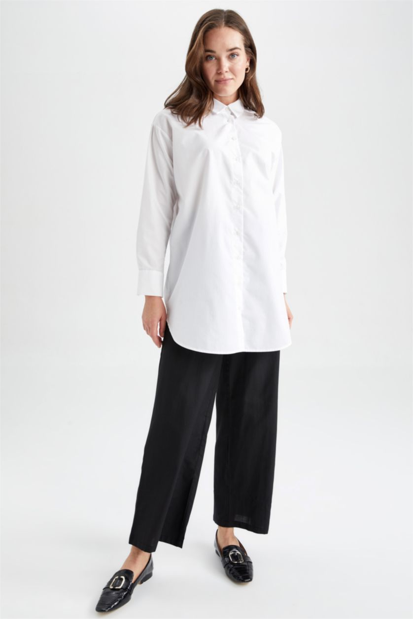 WOMAN Black Regular Fit High Waist Wide Leg Trousers