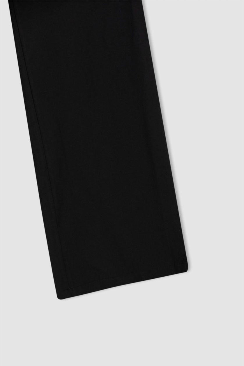 WOMAN Black Regular Fit High Waist Wide Leg Trousers