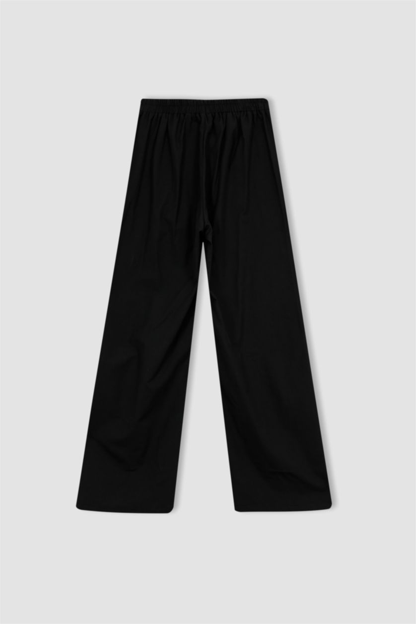 WOMAN Black Regular Fit High Waist Wide Leg Trousers