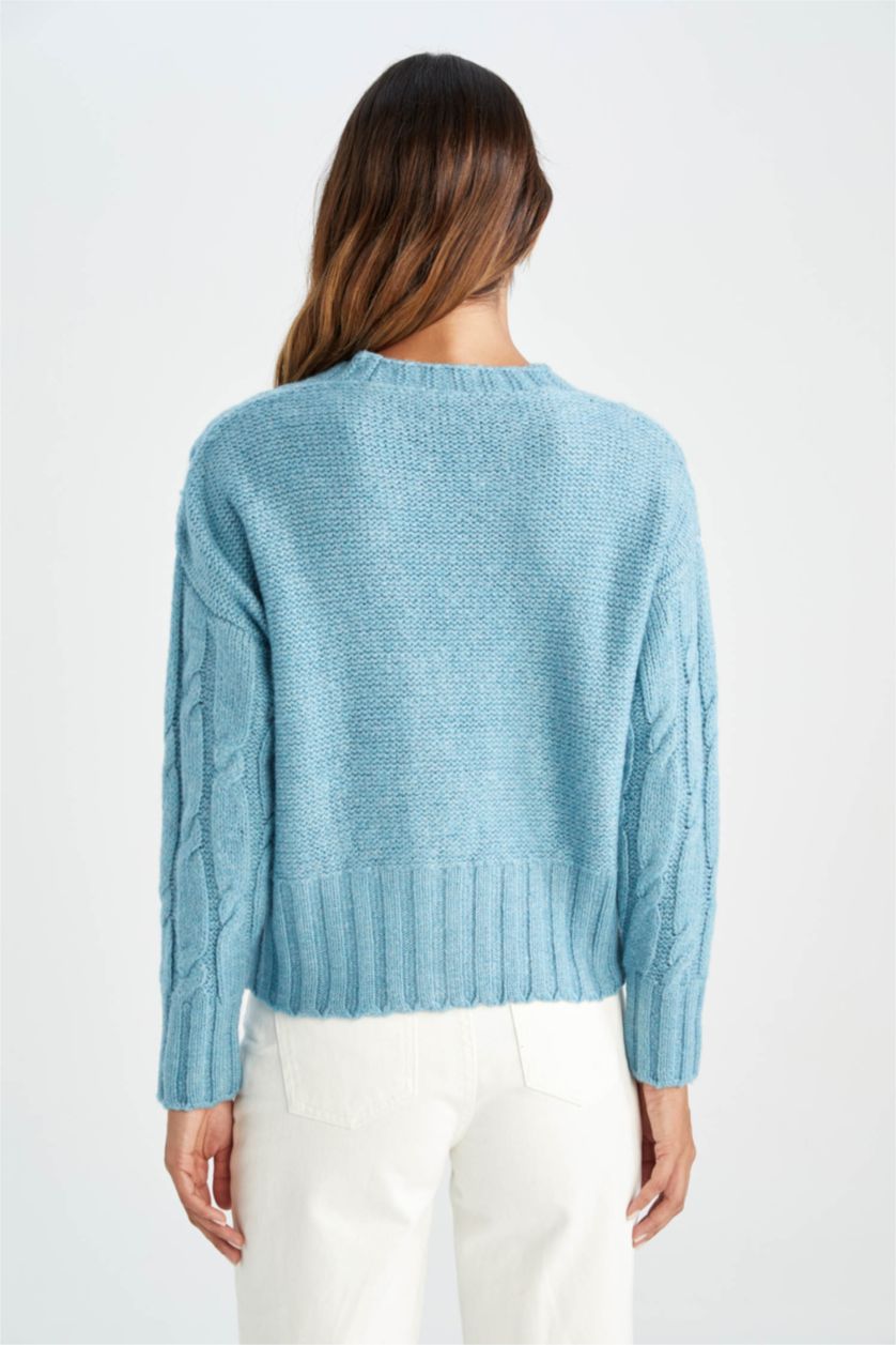 WOMAN Light Blue Regular Fit Cardigan