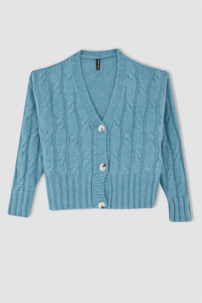 WOMAN Light Blue Regular Fit Cardigan