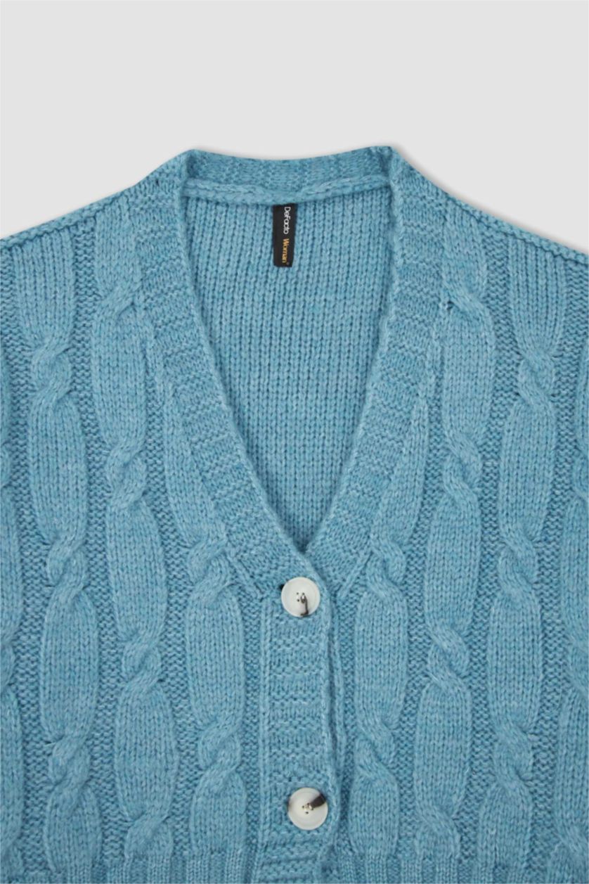 WOMAN Light Blue Regular Fit Cardigan