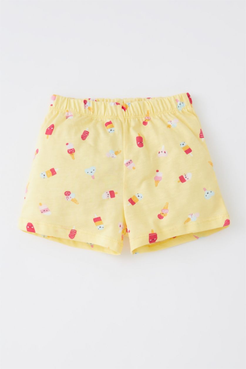 BABY GIRL Light Yellow Baby Girl Regular Fit Printed Sleeveless Pajama Set