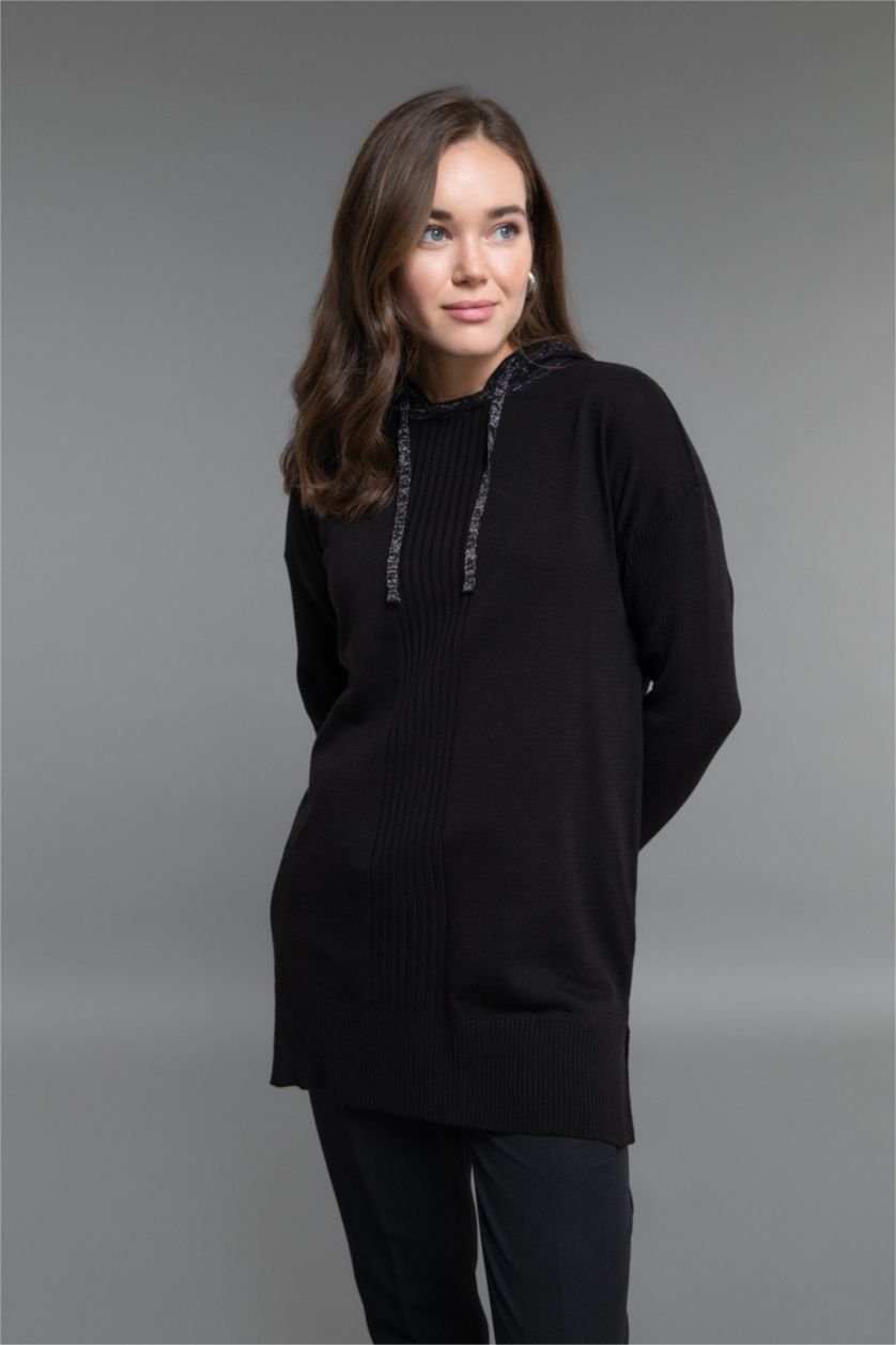 WOMAN Black Regular Fit Hooded Tunic