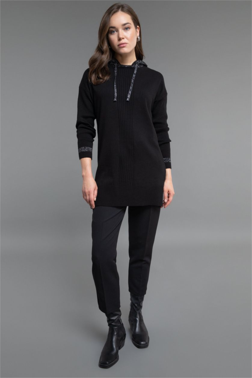 WOMAN Black Regular Fit Hooded Tunic