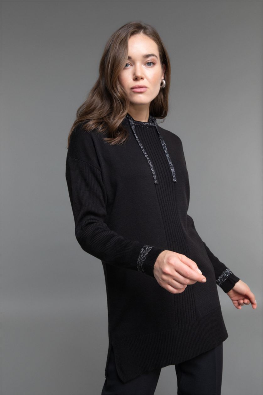 WOMAN Black Regular Fit Hooded Tunic