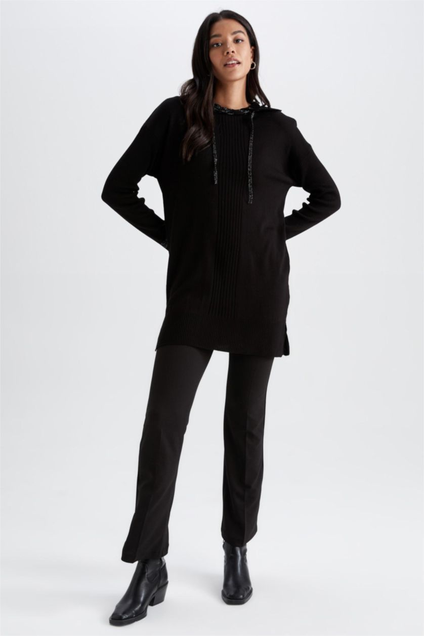WOMAN Black Regular Fit Hooded Tunic