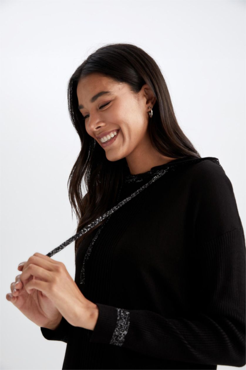 WOMAN Black Regular Fit Hooded Tunic