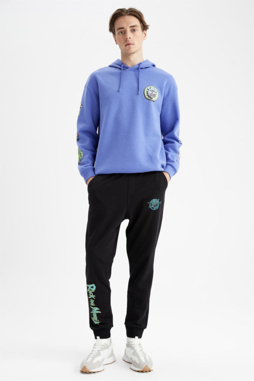 Мужчины Черный Штаны стандартного кроя Rick and Morty с карманами