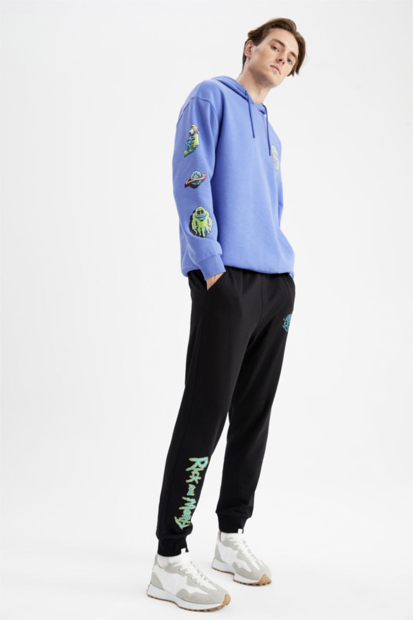 Мужчины Черный Штаны стандартного кроя Rick and Morty с карманами